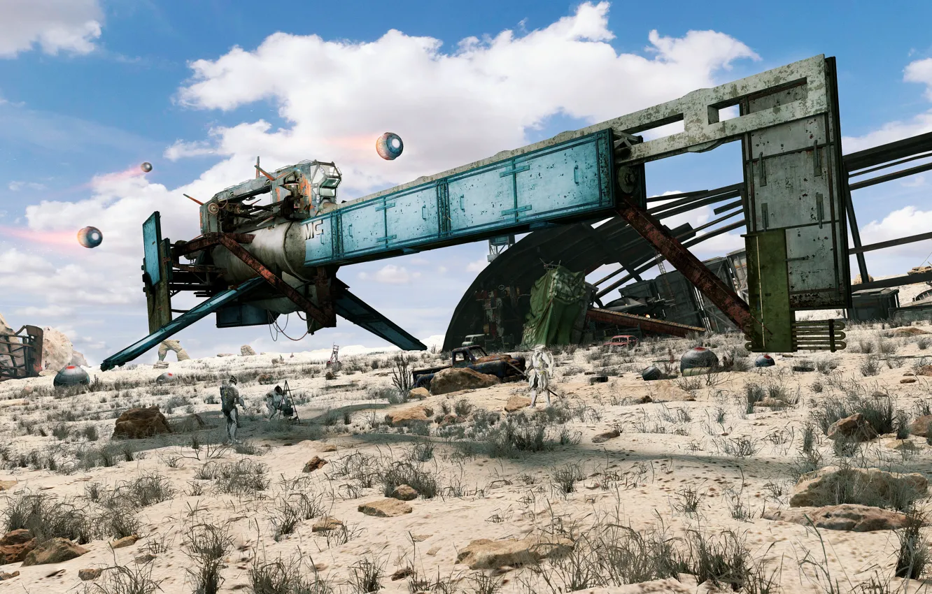 Photo wallpaper desert, being, frame, aircraft, Fuji TU-71