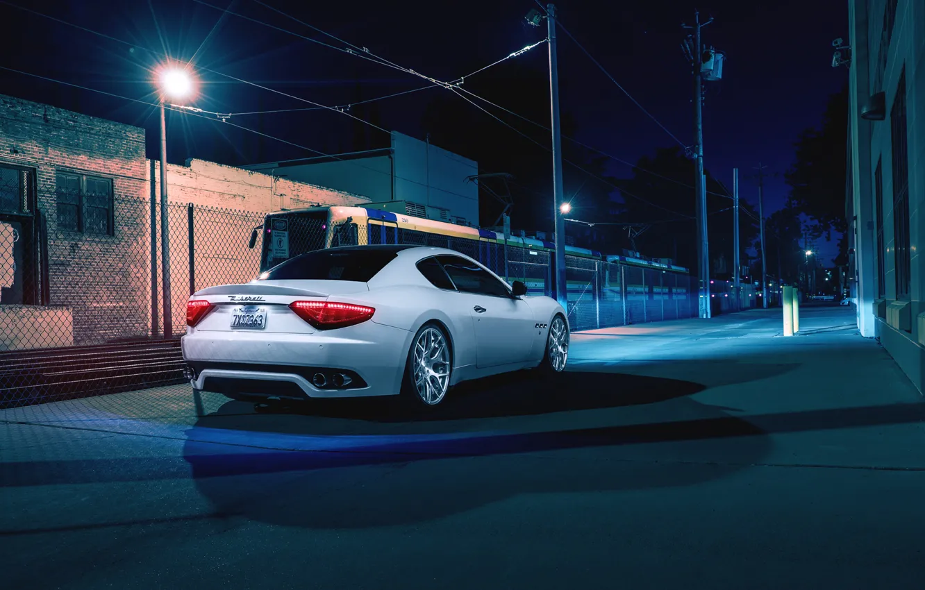 Photo wallpaper Maserati, Night, Street, Supercar, Gran Turismo, Rear