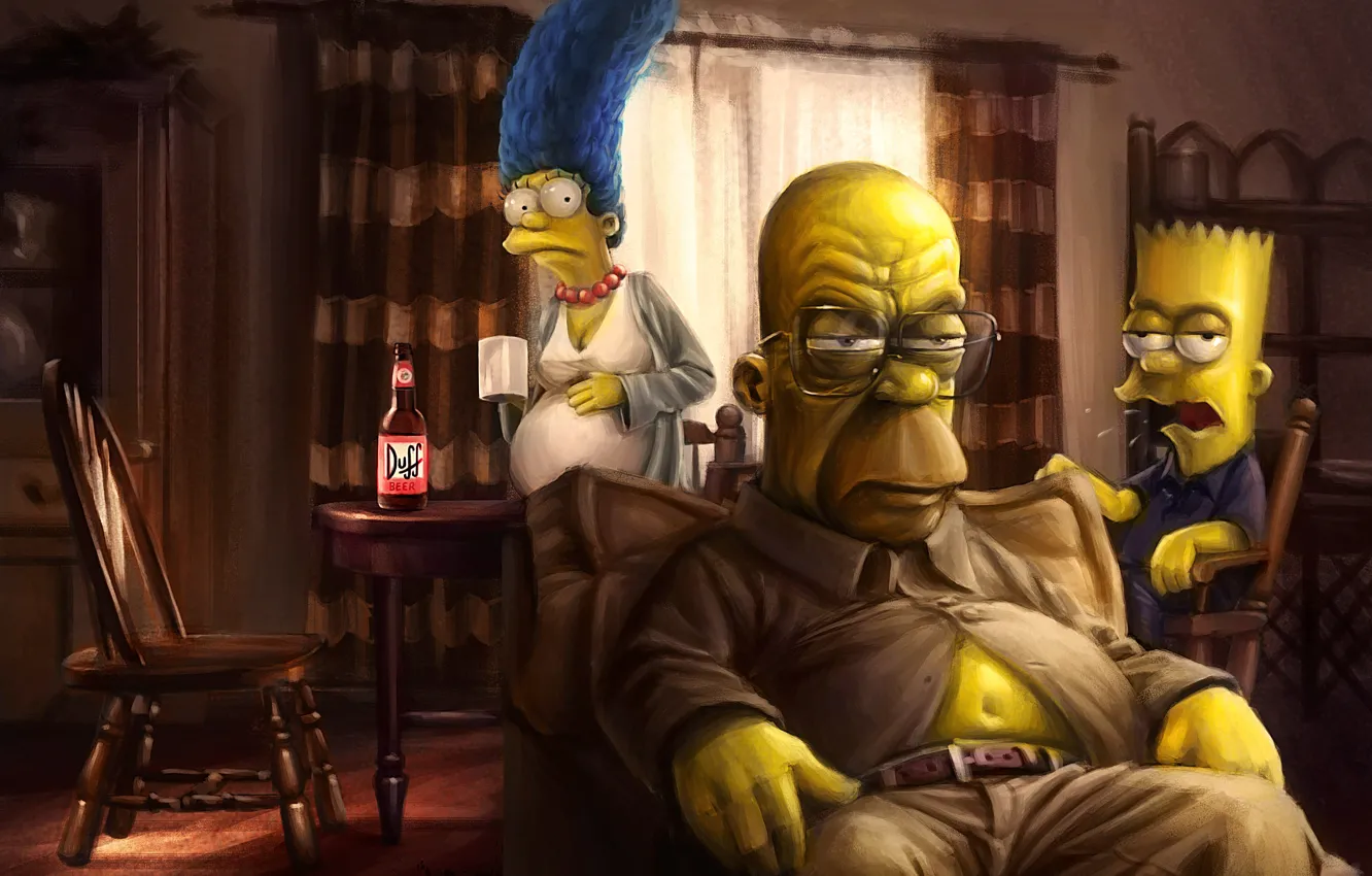 Photo wallpaper Breaking Bad, The Simpsons, Homer, Marge, Bart