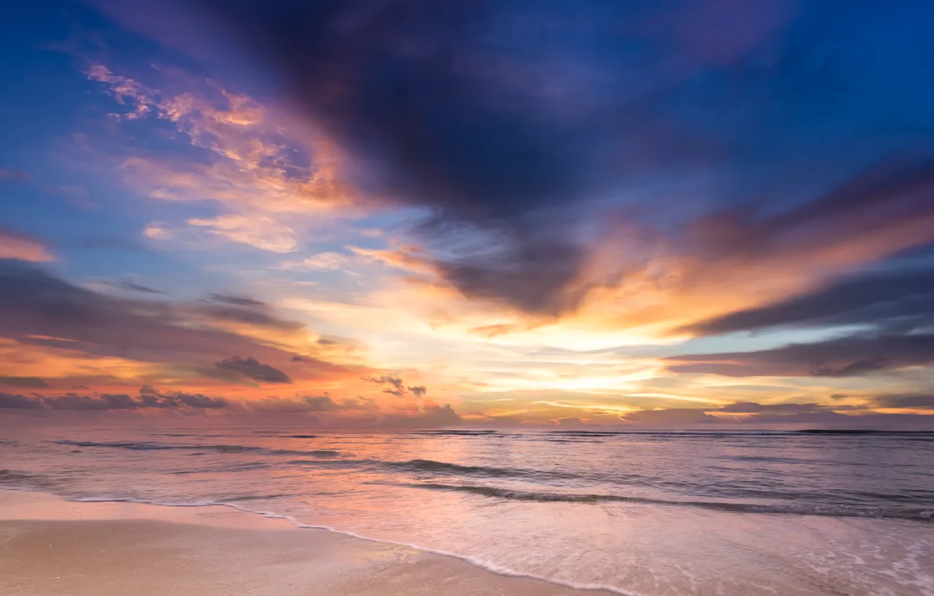 Photo wallpaper sand, sea, wave, beach, summer, sunset, summer, beach