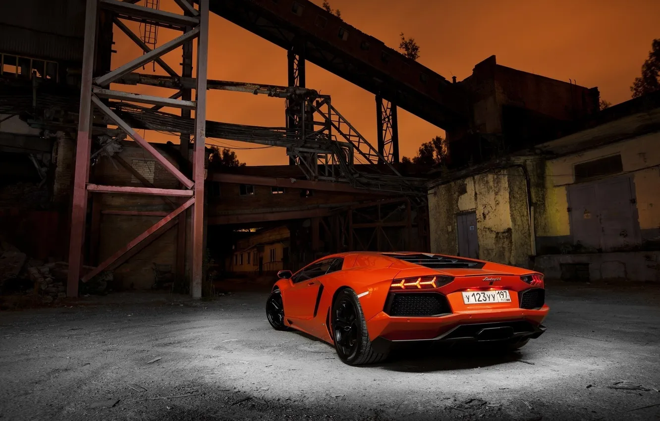 Photo wallpaper Voitur, orange, Aventador