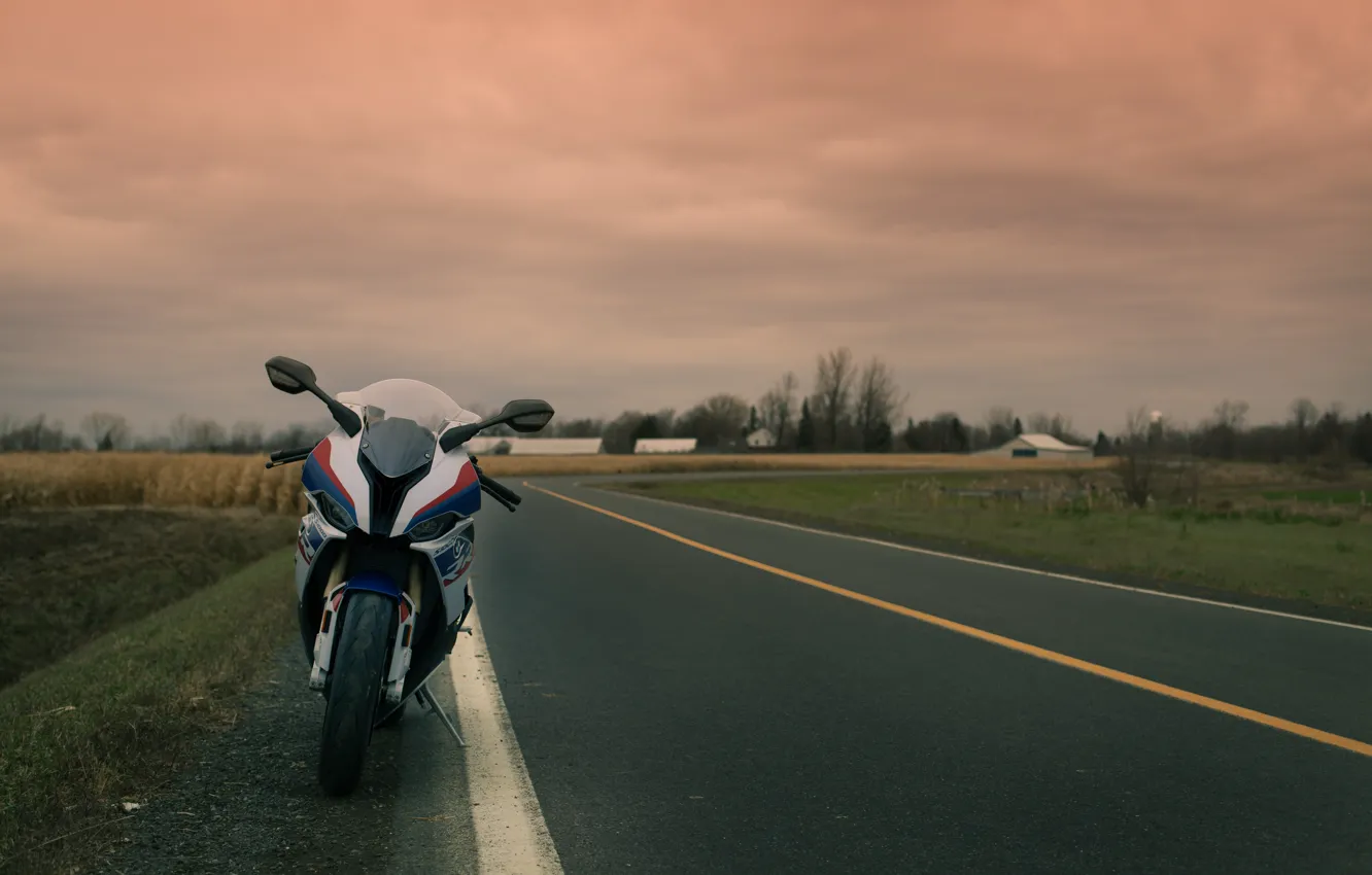 Photo wallpaper bmw, road, sky, S1000RR