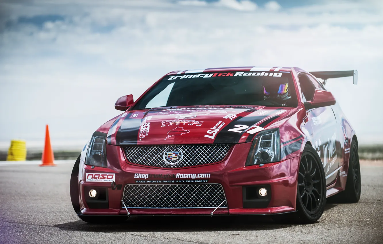 Photo wallpaper Cadillac, Red, CTS-V, Racing