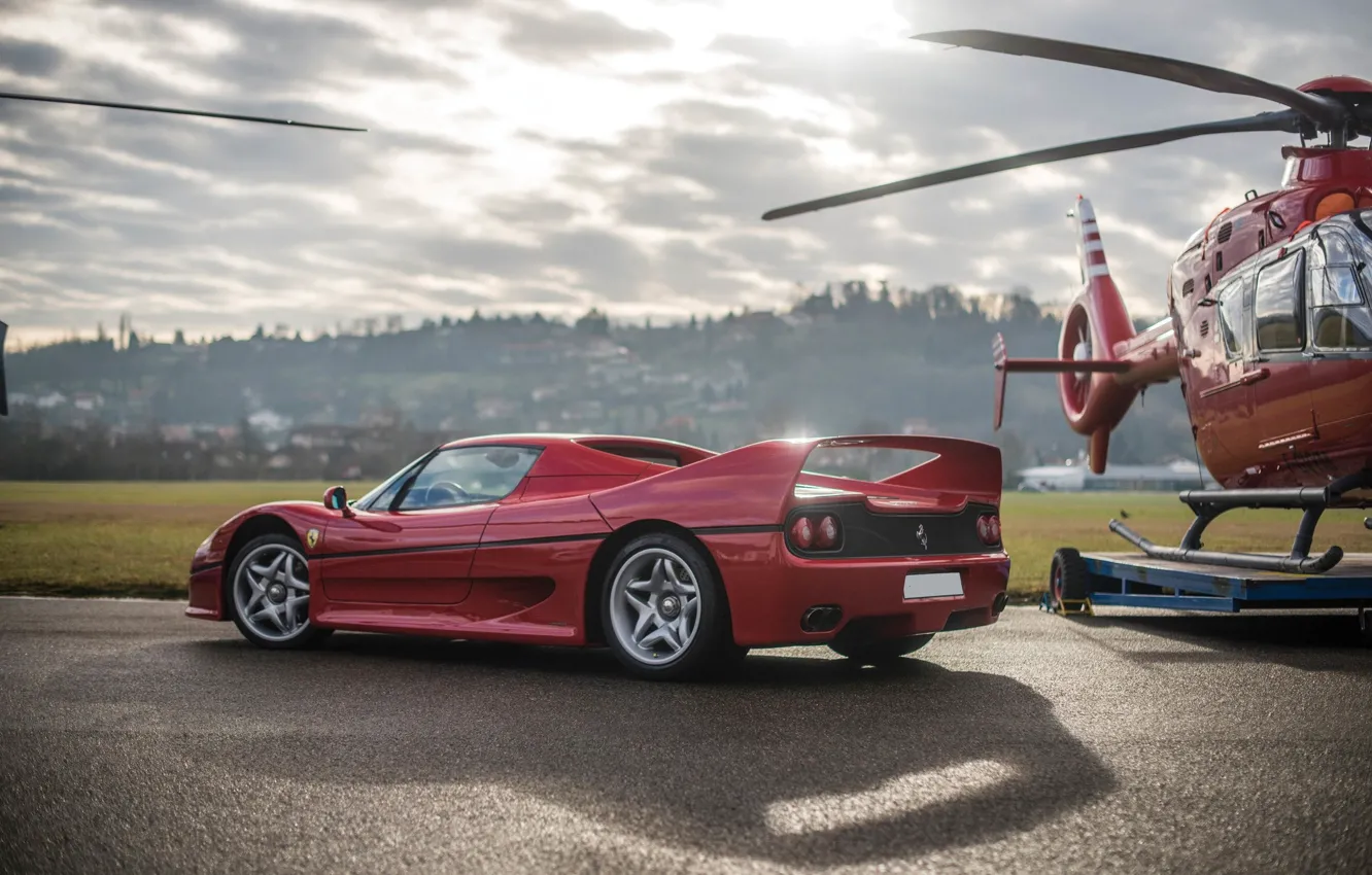 Photo wallpaper Red, Helicopter, F50