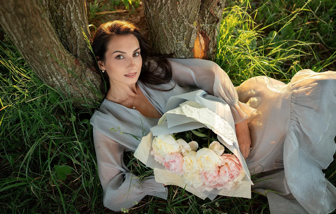 Photo wallpaper girl, flowers, nature, model, photographer Anna Abbasova