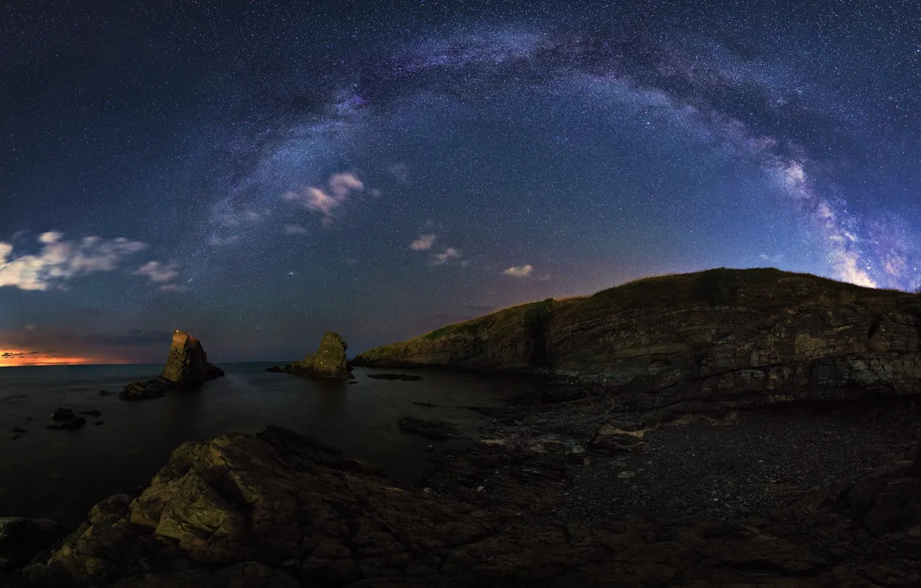 Photo wallpaper ocean, water, night, stars