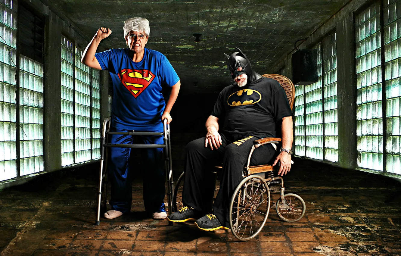 Photo wallpaper Batman, Superwoman, old age, retirees