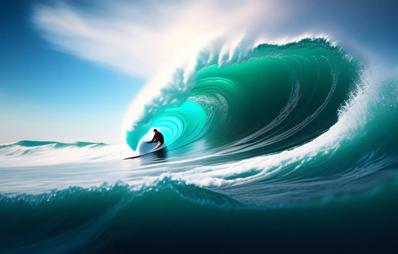 Photo wallpaper waves, beach, sky, blue, surfing, travel