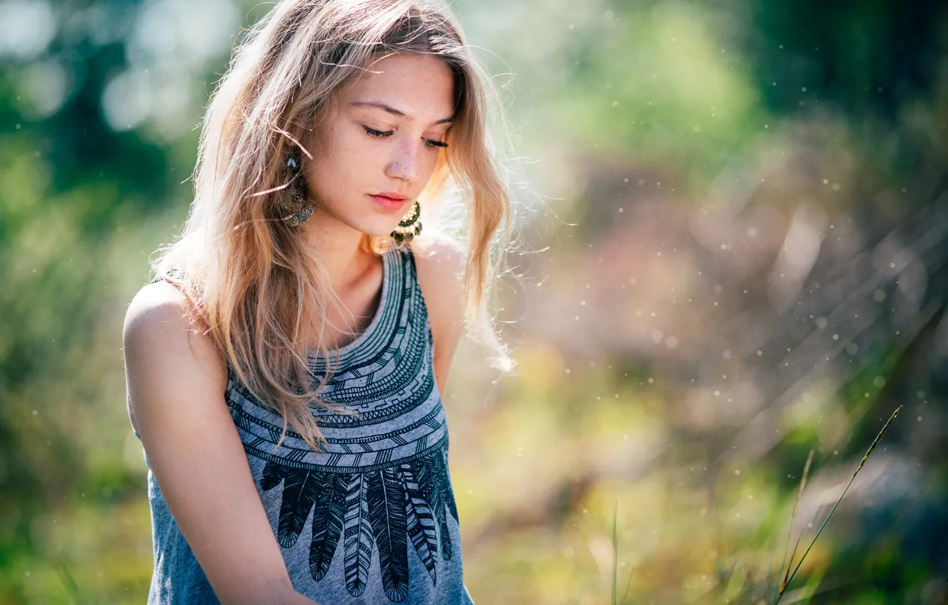 Photo wallpaper summer, face, background, hair