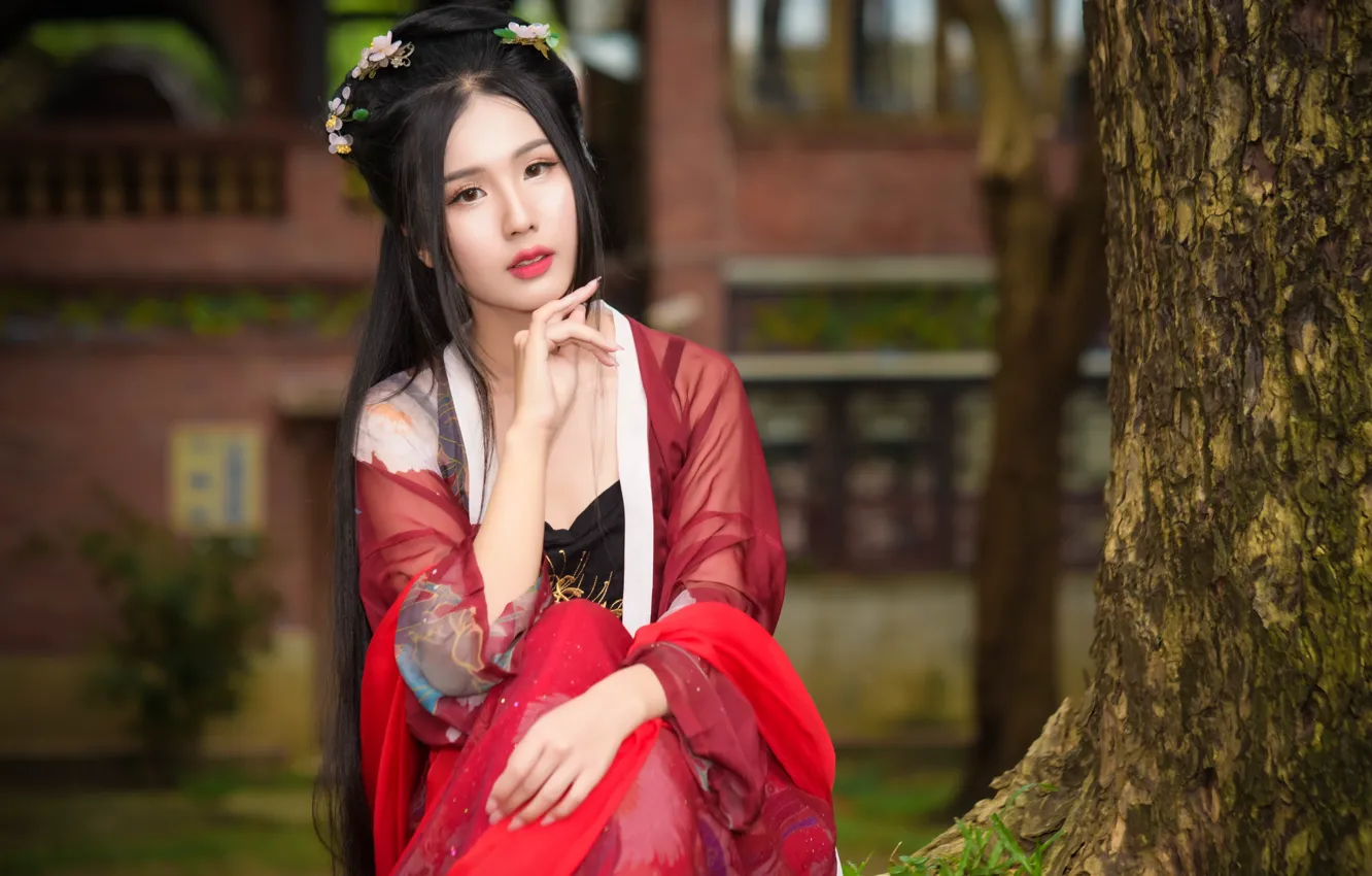 Photo wallpaper girl, portrait, Asian