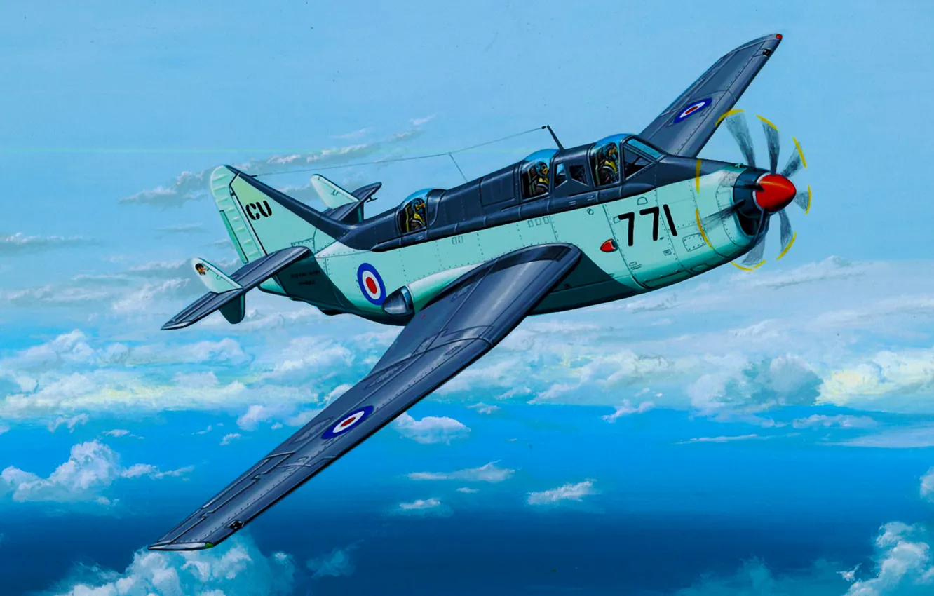 Photo wallpaper art, airplane, painting, aviation, Fairey Gannet