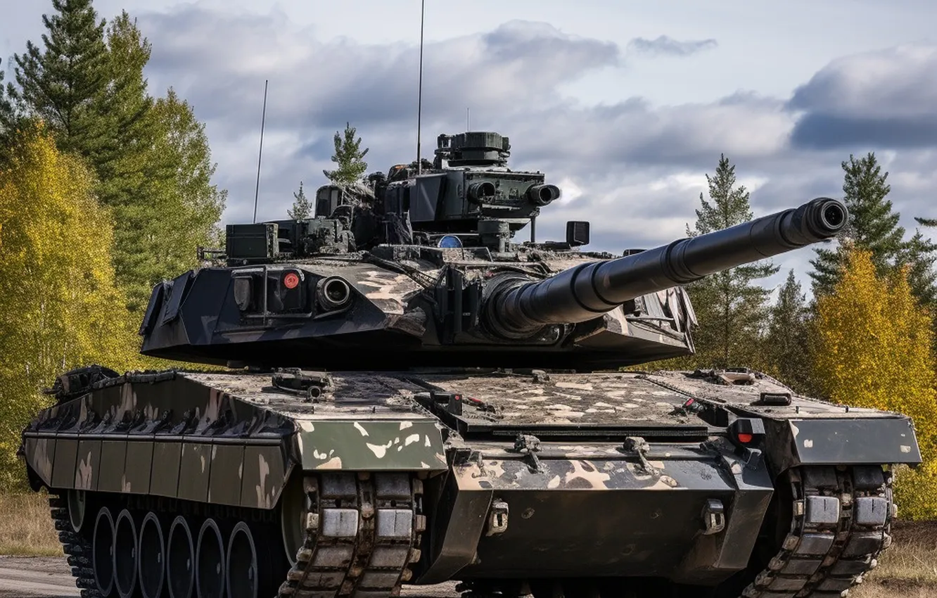 Photo wallpaper trees, tank, digital art, AI art, The Art of Artificial Intelligence, neural network