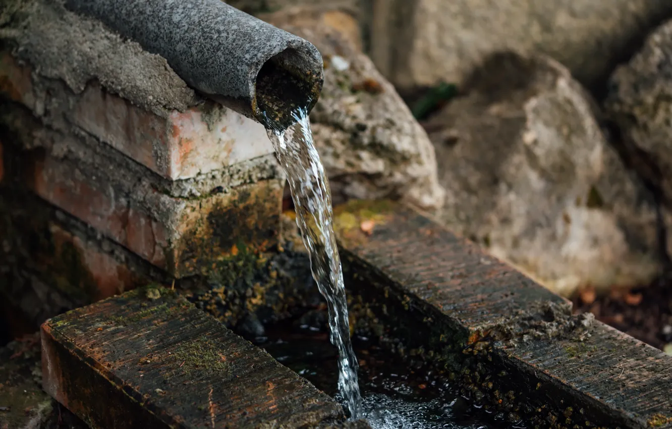 Photo wallpaper water, pipe, Stoke
