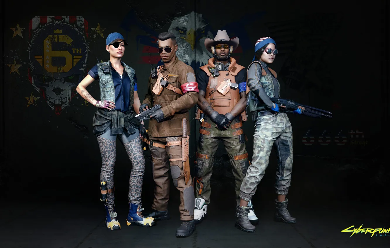 Photo wallpaper sci-fi, Concept Art, night city, Cyberpunk 2077, futuristic, cyberpank, gangs, 6th street