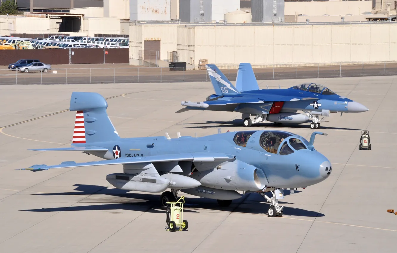Photo wallpaper aviation, the airfield, EA-18G Growler, EA-6B Prowler