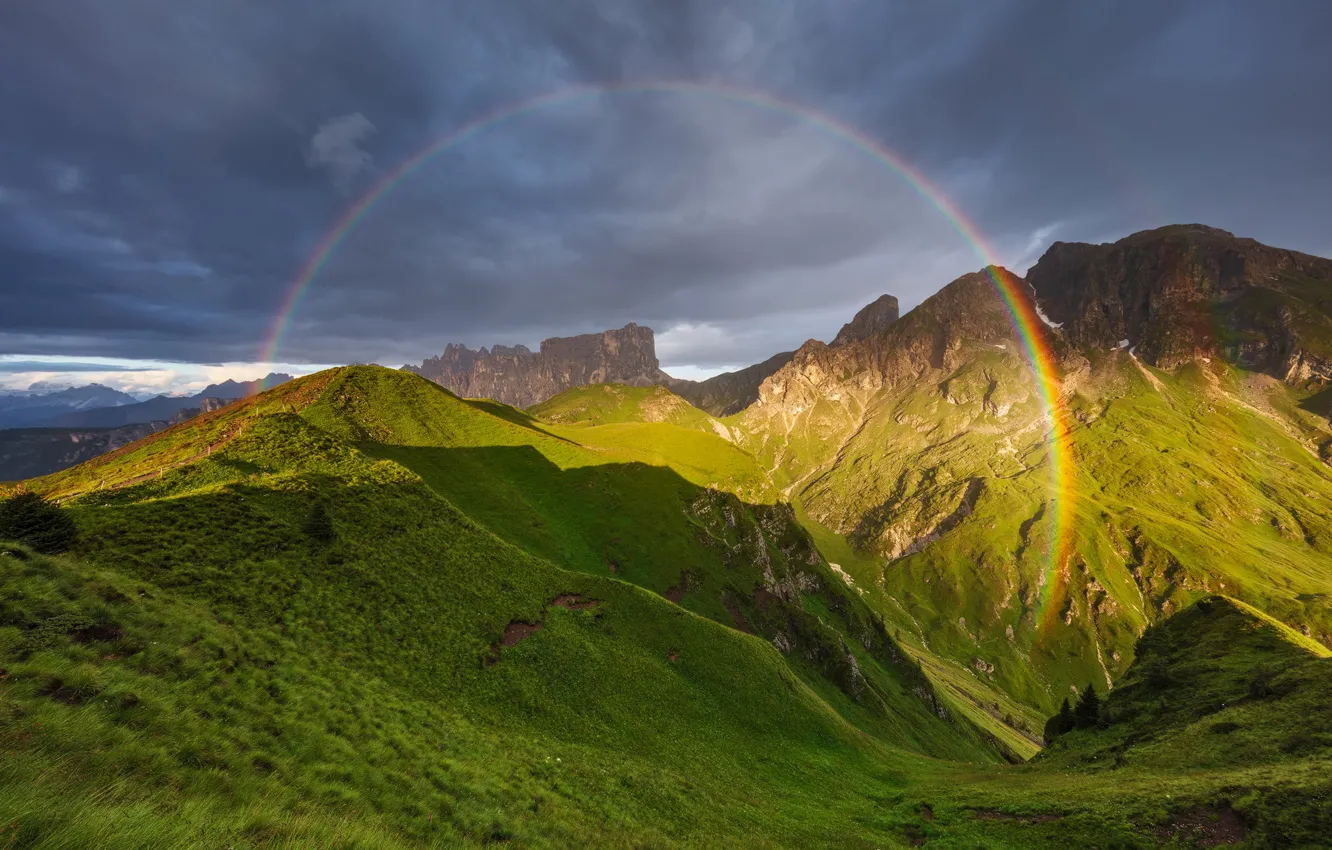Photo wallpaper mountains, rainbow, rainbow, mountains, Martin Rak
