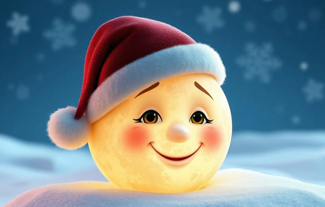 Photo wallpaper winter, snow, snowflakes, night, smile, new year, Christmas, the snow