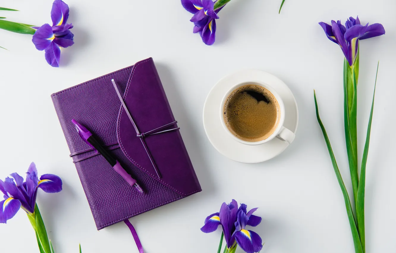 Photo wallpaper flowers, holiday, gift, coffee, flowers, gift, holiday, coffee