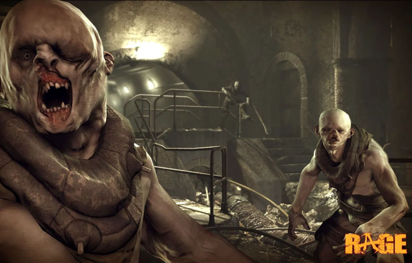 Photo wallpaper zombie, game, monster, PS3, Rage, PlayStation, ugly, deformed