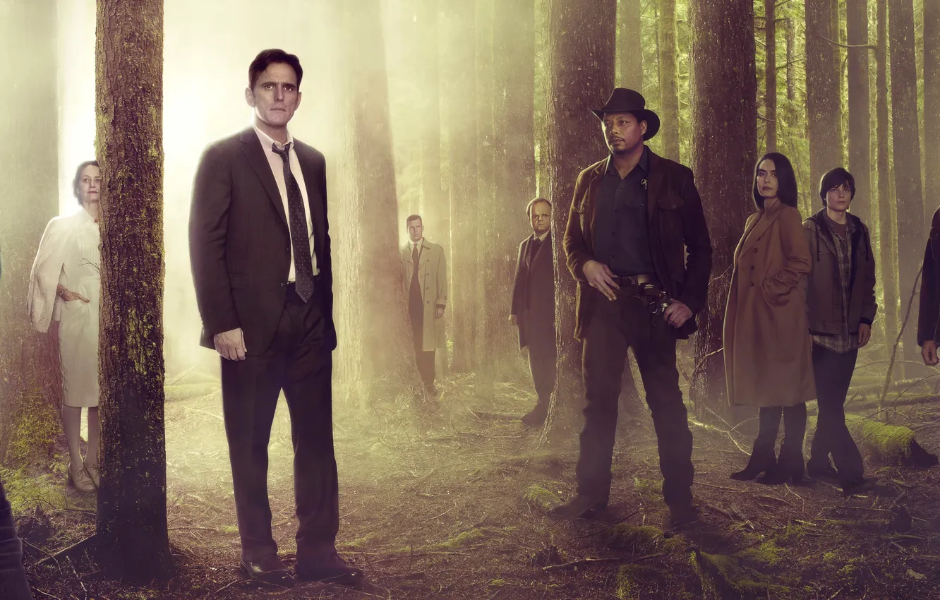 Photo wallpaper the series, pine, Shannyn Sossamon, Carla Gugino, Terrence Howard, Toby Jones, Wayward Pines, Matt Dillon