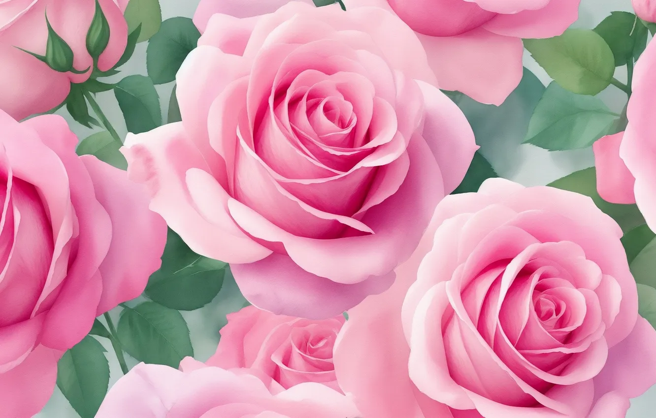 Photo wallpaper flowers, green, green, tenderness, figure, plant, roses, beauty