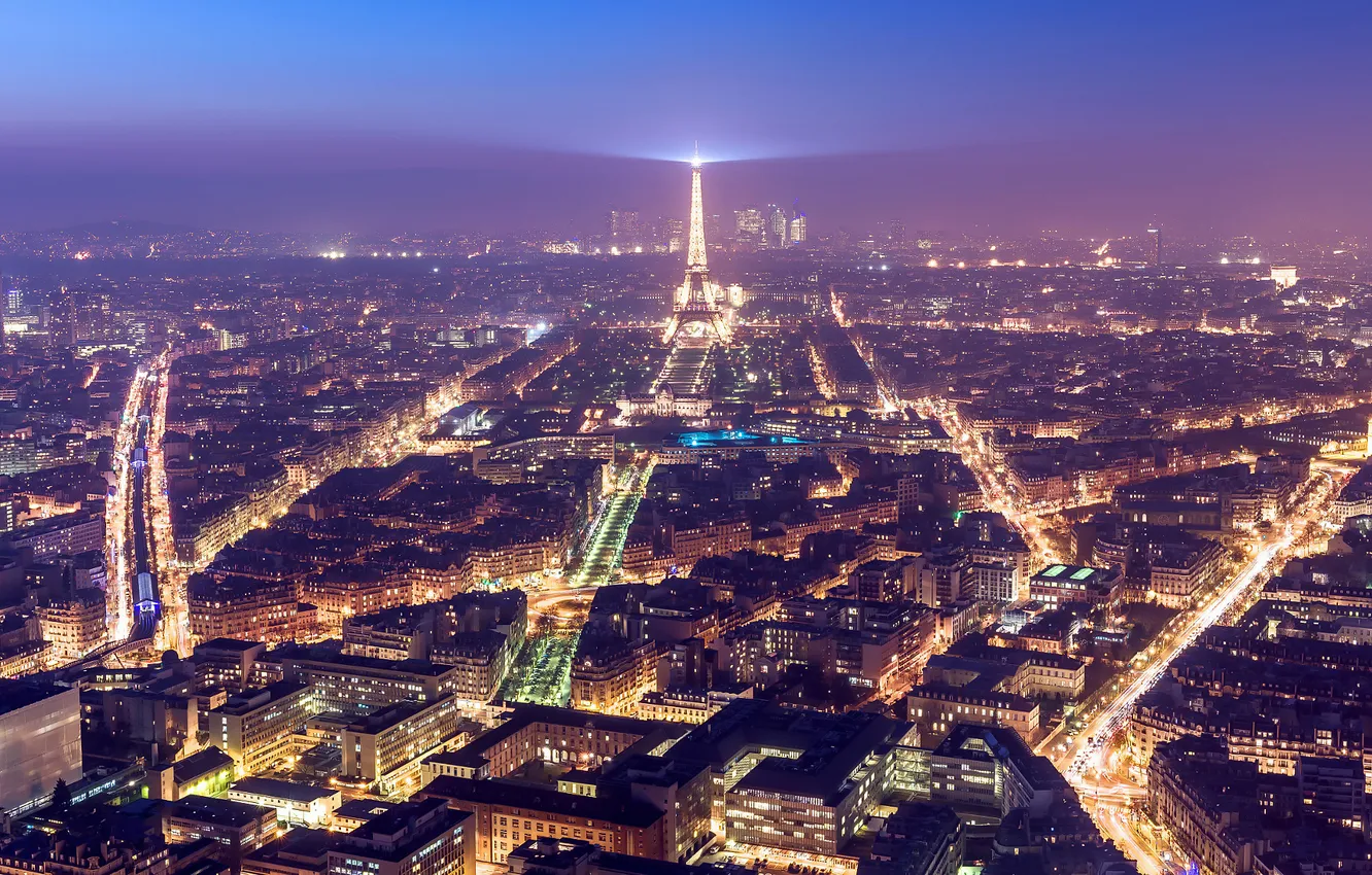 Photo wallpaper light, the city, lights, France, Paris, tower, home, the evening