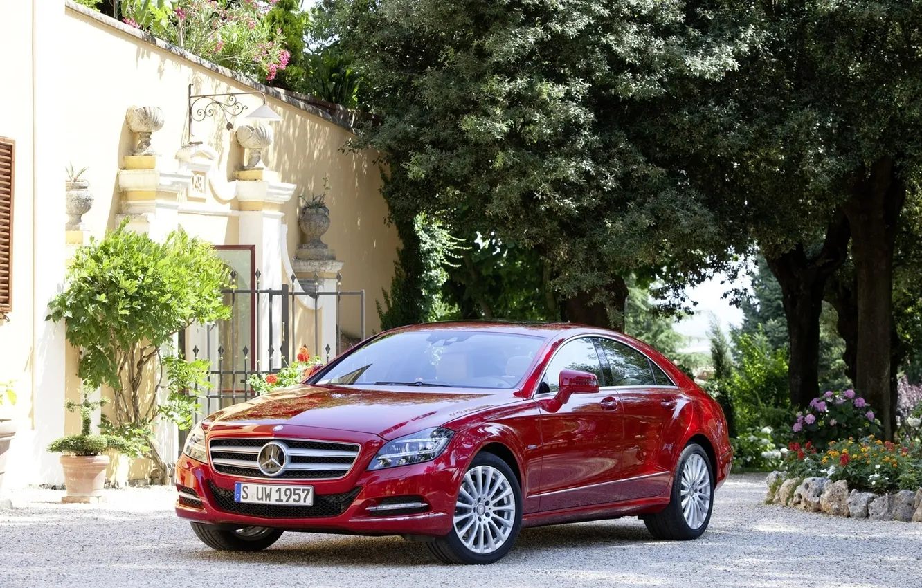 Photo wallpaper red, machine, Mercedes, mercedesbenzcls5502012w