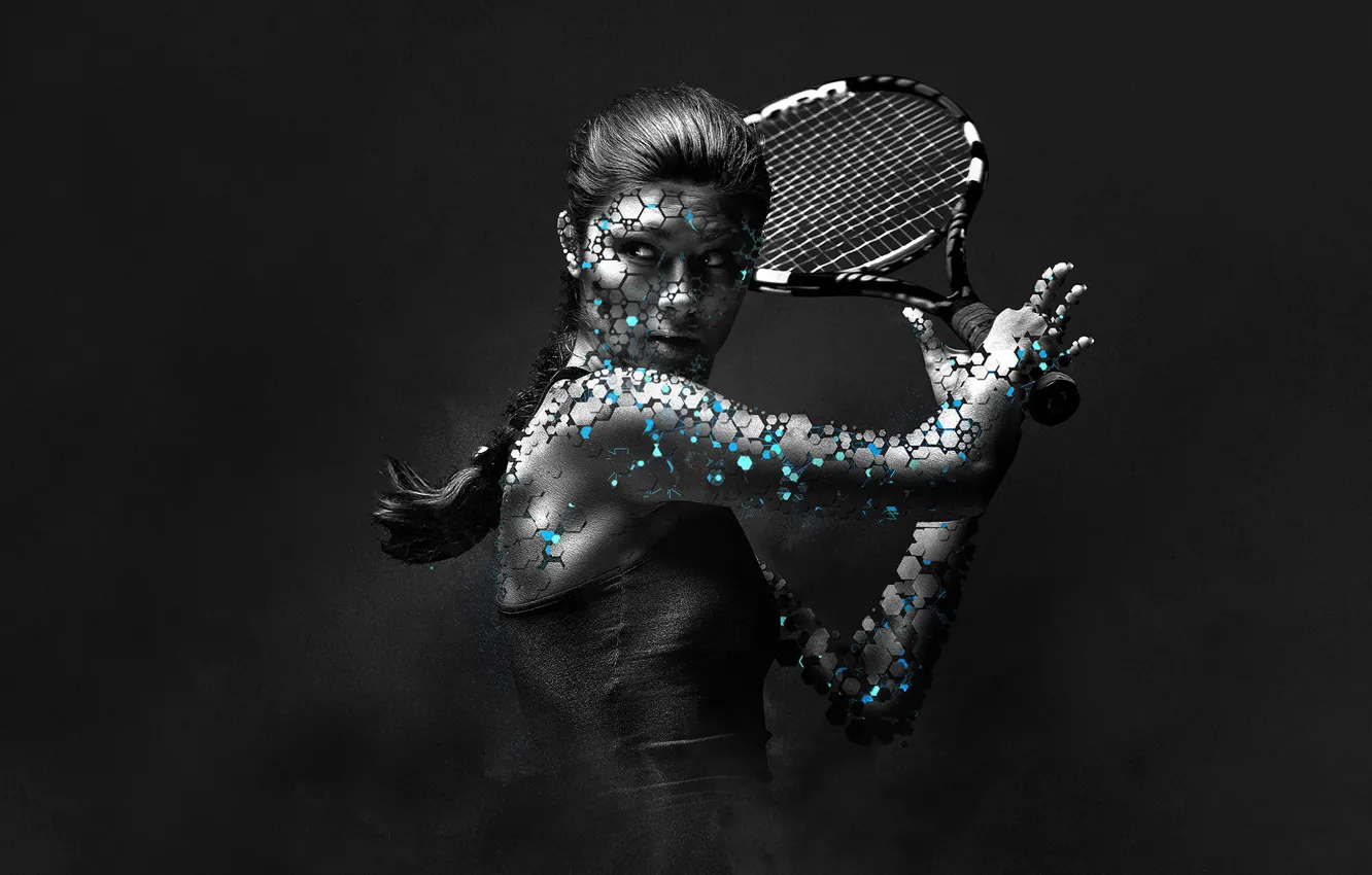 Photo wallpaper girl, sport, woman, the game, large, art, racket, tennis