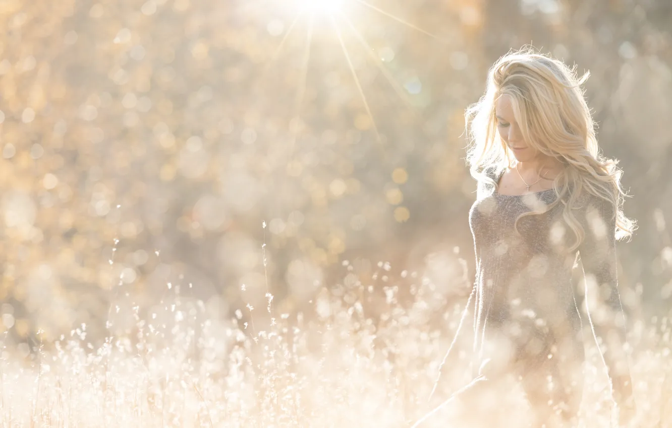 Photo wallpaper field, girl, the sun, light, blonde, girl, model, Eric Snyder