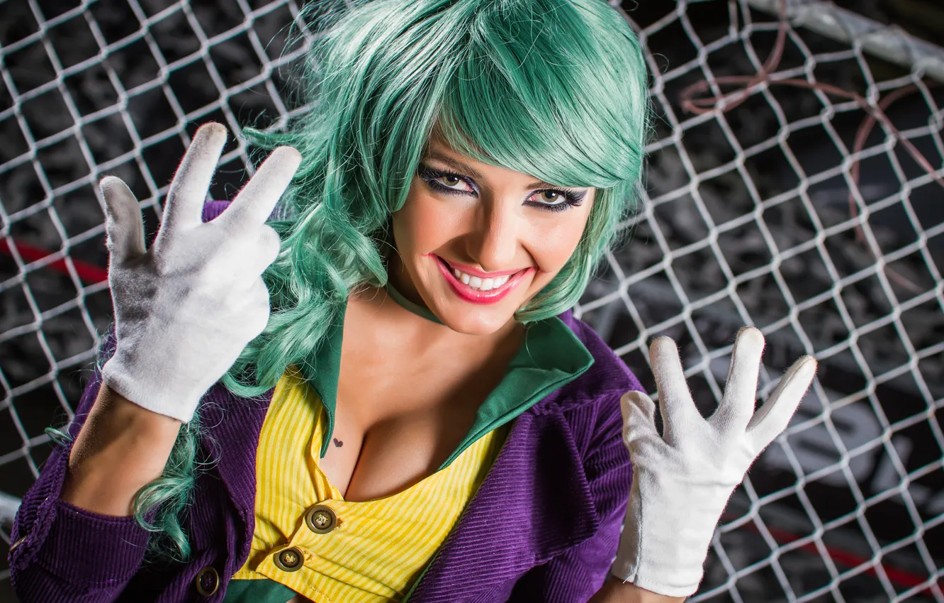 Photo wallpaper Jessica Nigri, cosplay costume, joker girl