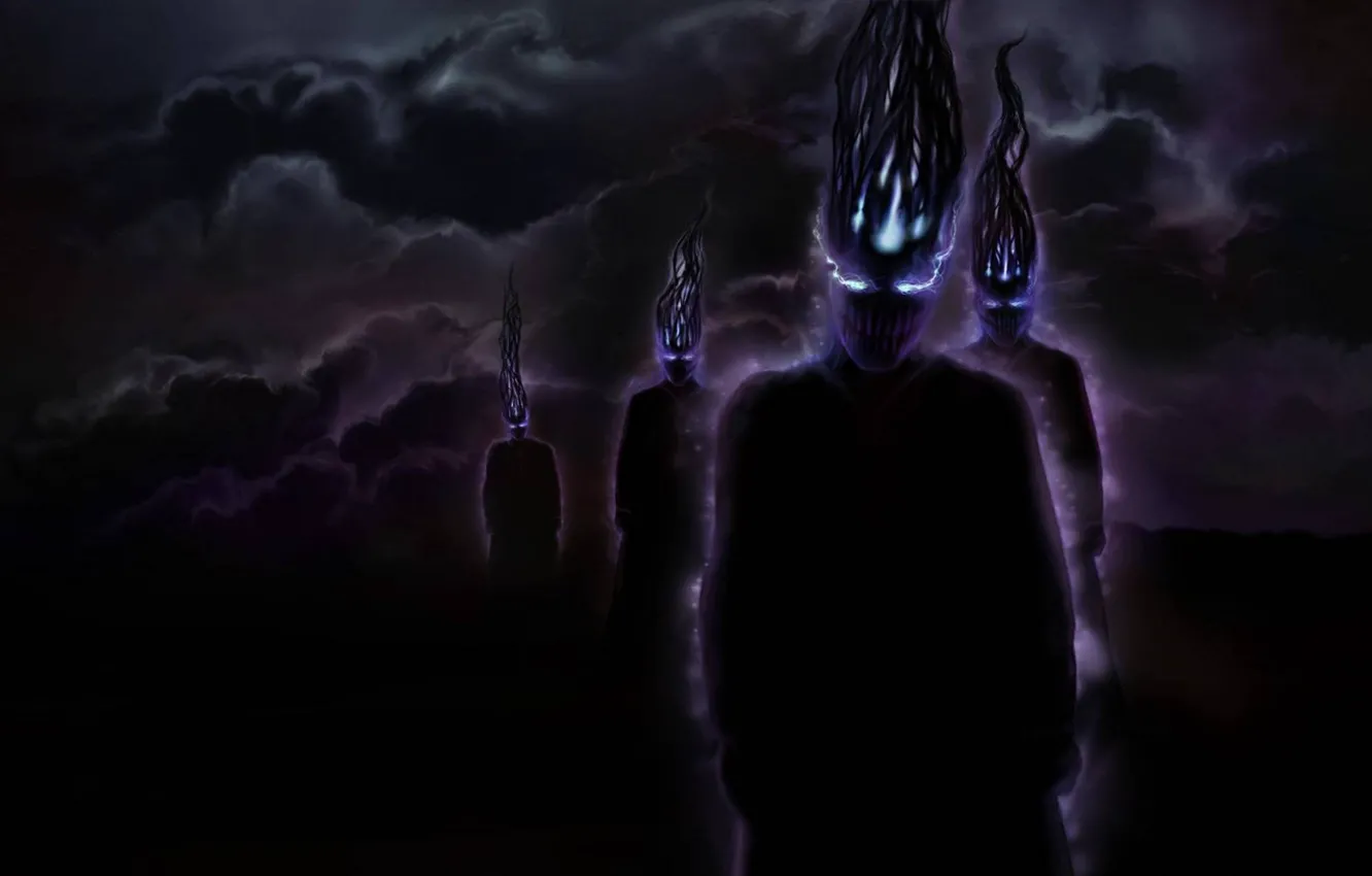 Photo wallpaper the sky, look, darkness, grin, night of the demons