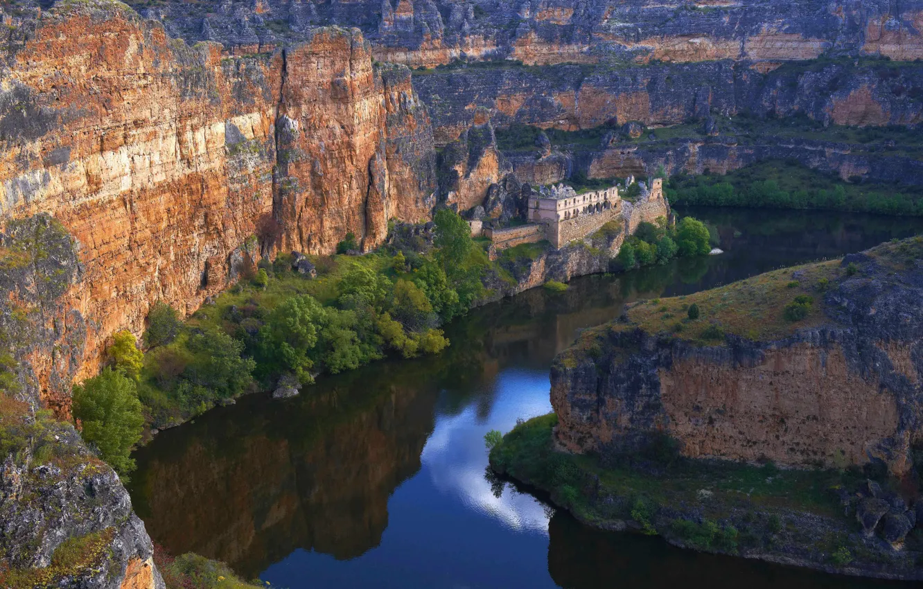Photo wallpaper river, gorge, Spain, Duraton, Our Lady of the Sickle