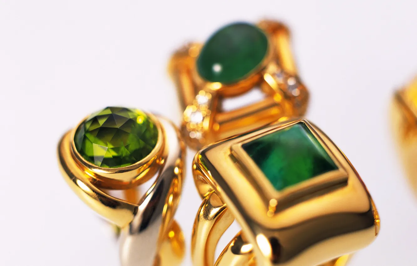 Photo wallpaper gold, ring, decoration, emerald