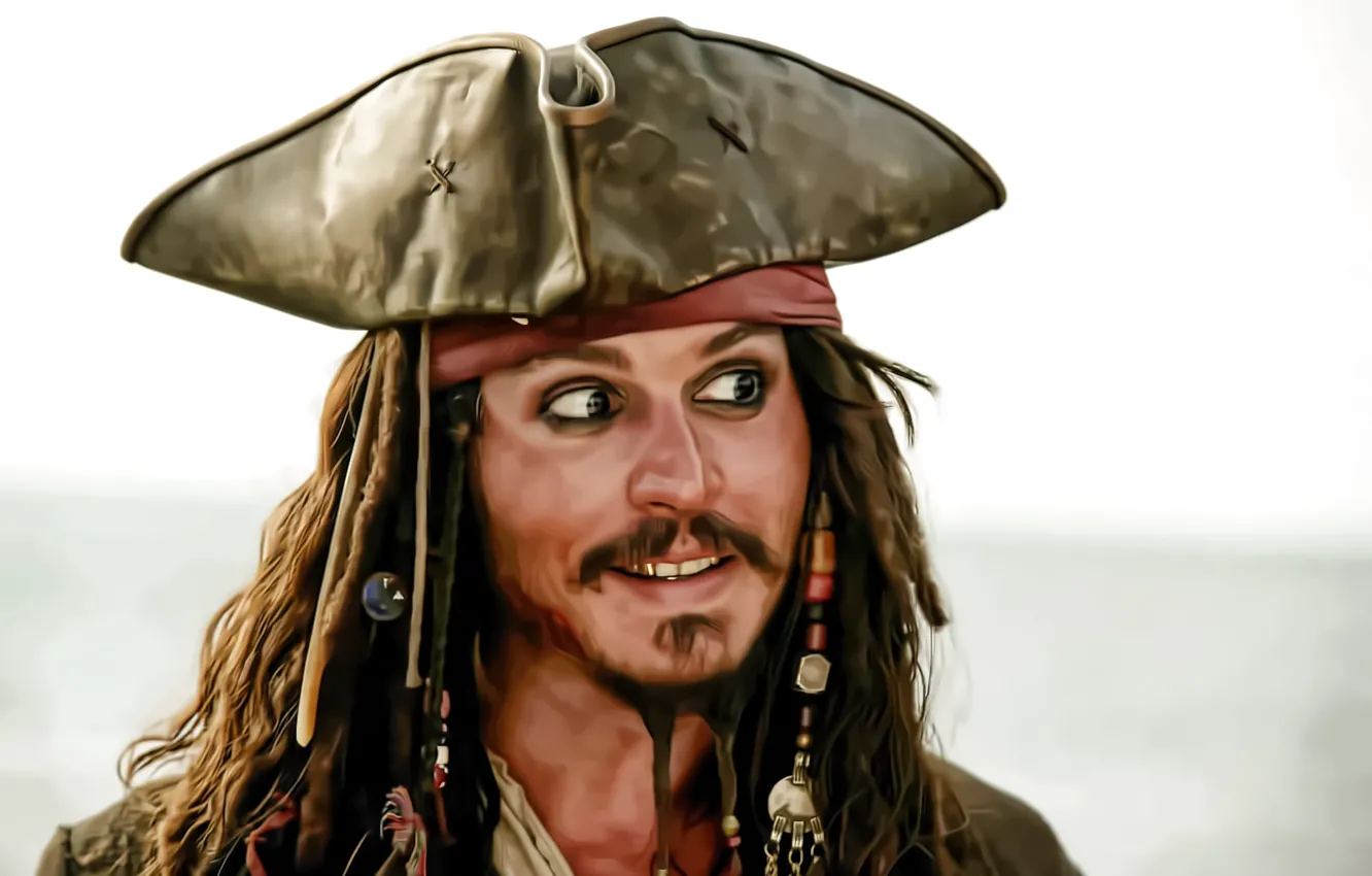 Photo wallpaper pirate, captain, Johnny Depp, Jack Sparrow, Pirates of the Caribbean, fan art