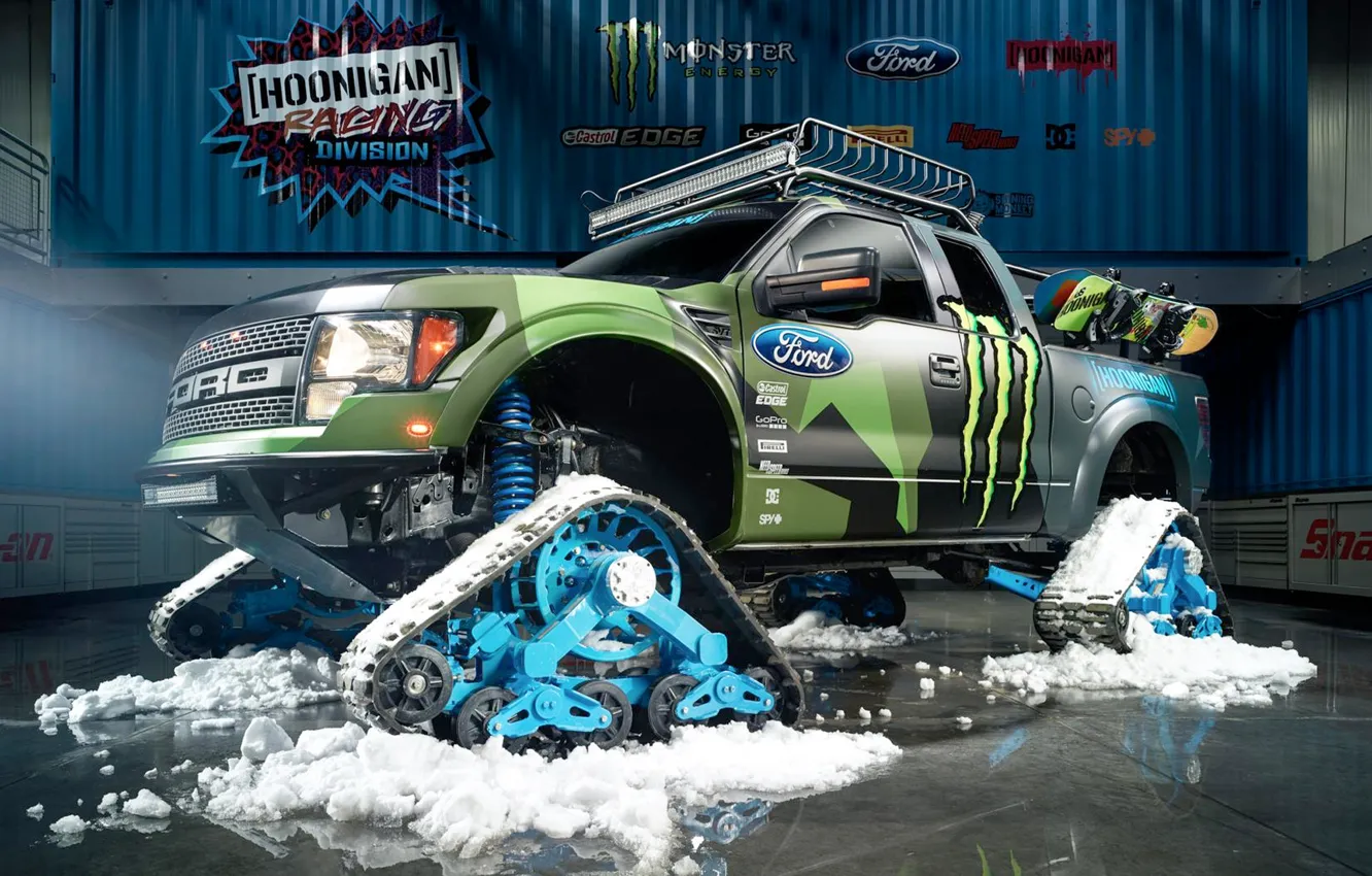 Photo wallpaper Ford, Racing, Monster Energy, Ken Block, Division, F-150, 2014, Hoonigan