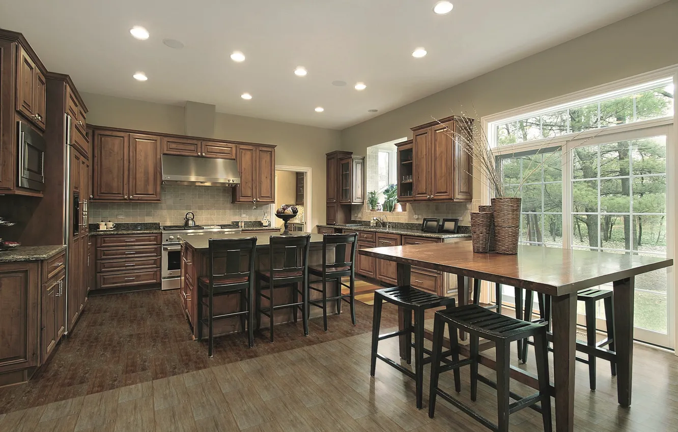 Photo wallpaper design, style, Villa, home, interior, kitchen, dining room