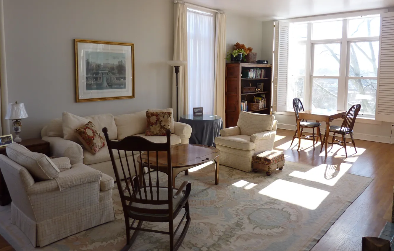 Photo wallpaper furniture, interior, window, living room