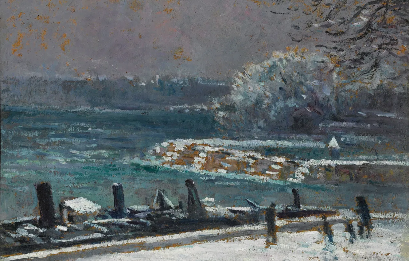 Photo wallpaper picture, the urban landscape, 1913, Maximilien Luce, Maximilien Luce, Gateway. The Pont Des Arts. Winter