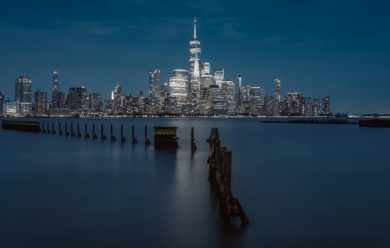 Photo wallpaper night, the city, New York