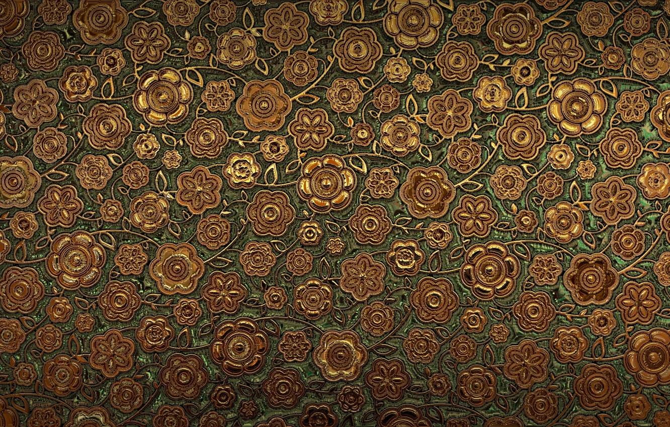 Photo wallpaper flowers, pattern, texture, brown, ornament