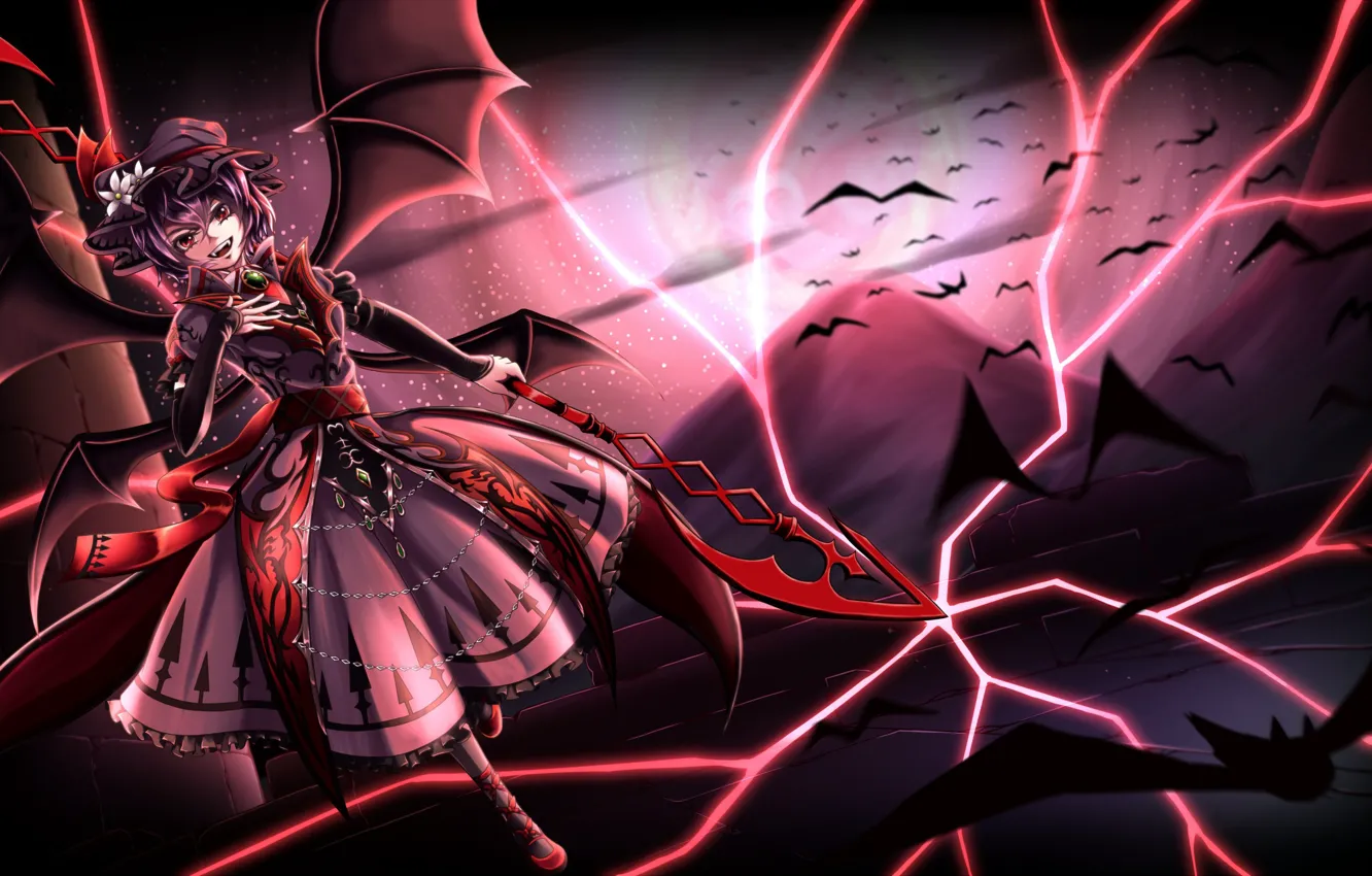 Photo wallpaper girl, smile, the demon, Touhou, Touhou, Touhou