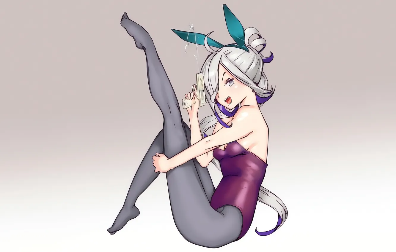 Photo wallpaper girl, sexy, cleavage, long hair, legs, boobs, anime, beautiful