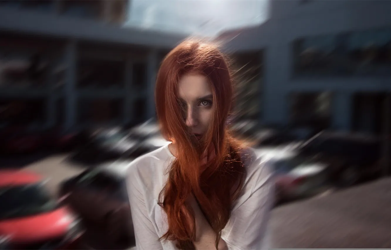 Photo wallpaper look, girl, the city, portrait, focus, photographer, redhead, Ilya Slezkin