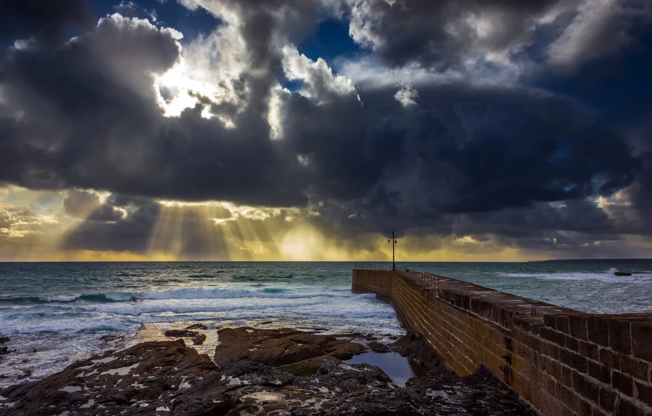 Photo wallpaper sea, landscape, sunset