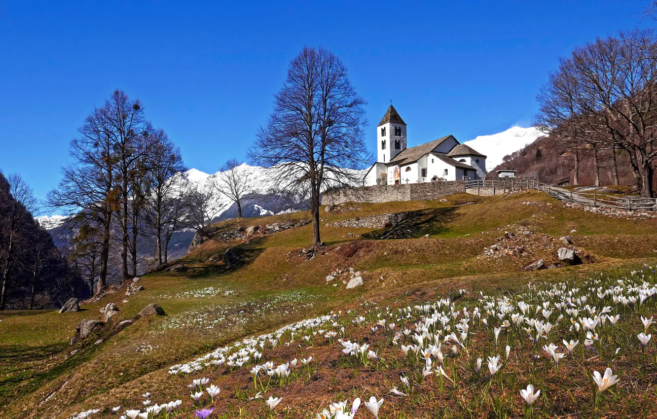 Photo wallpaper Alps, Architecture, Ticino, Calonico, Faido, Leventina