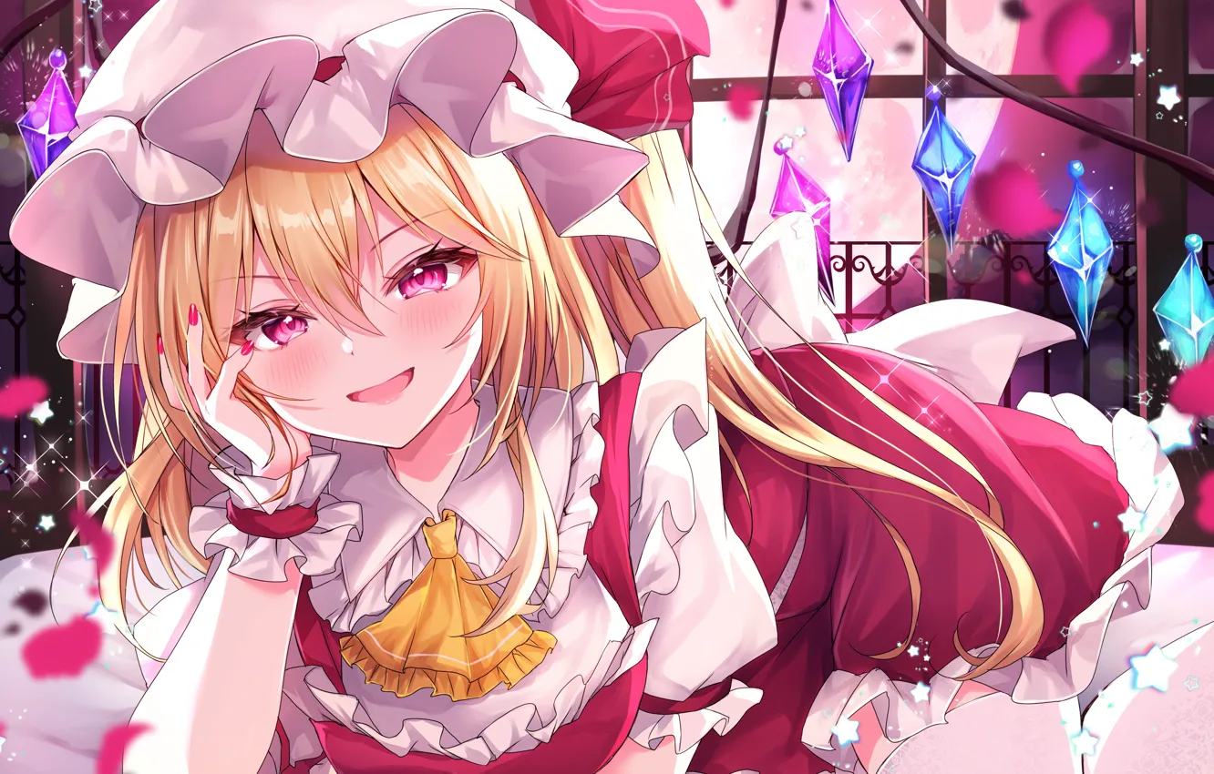 Photo wallpaper girl, bed, the demon, Touhou Project, Flandre Scarlet