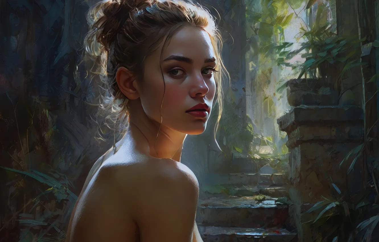 Photo wallpaper girl, beautiful, sweet, AI Art