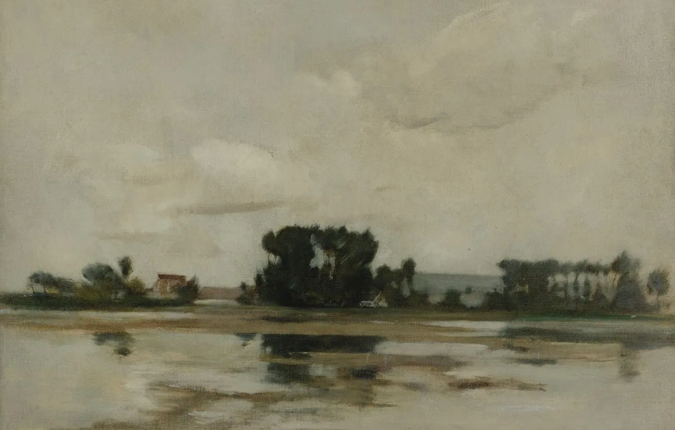 Photo wallpaper landscape, pond, picture, John Henry Twachtman, John Henry Twachtman