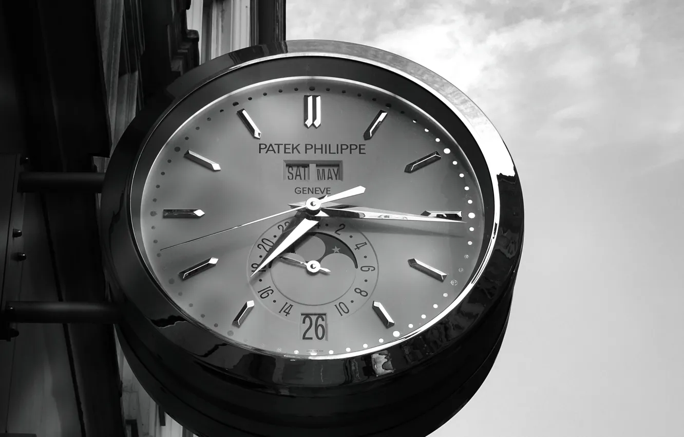 Photo wallpaper clouds, watch, sign, dial, Patek Philippe, Sevenstorm Juhaszimrus