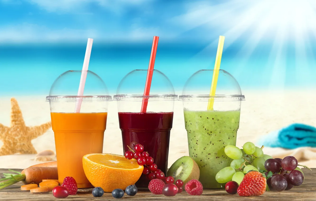Photo wallpaper summer, berries, juice, cocktail
